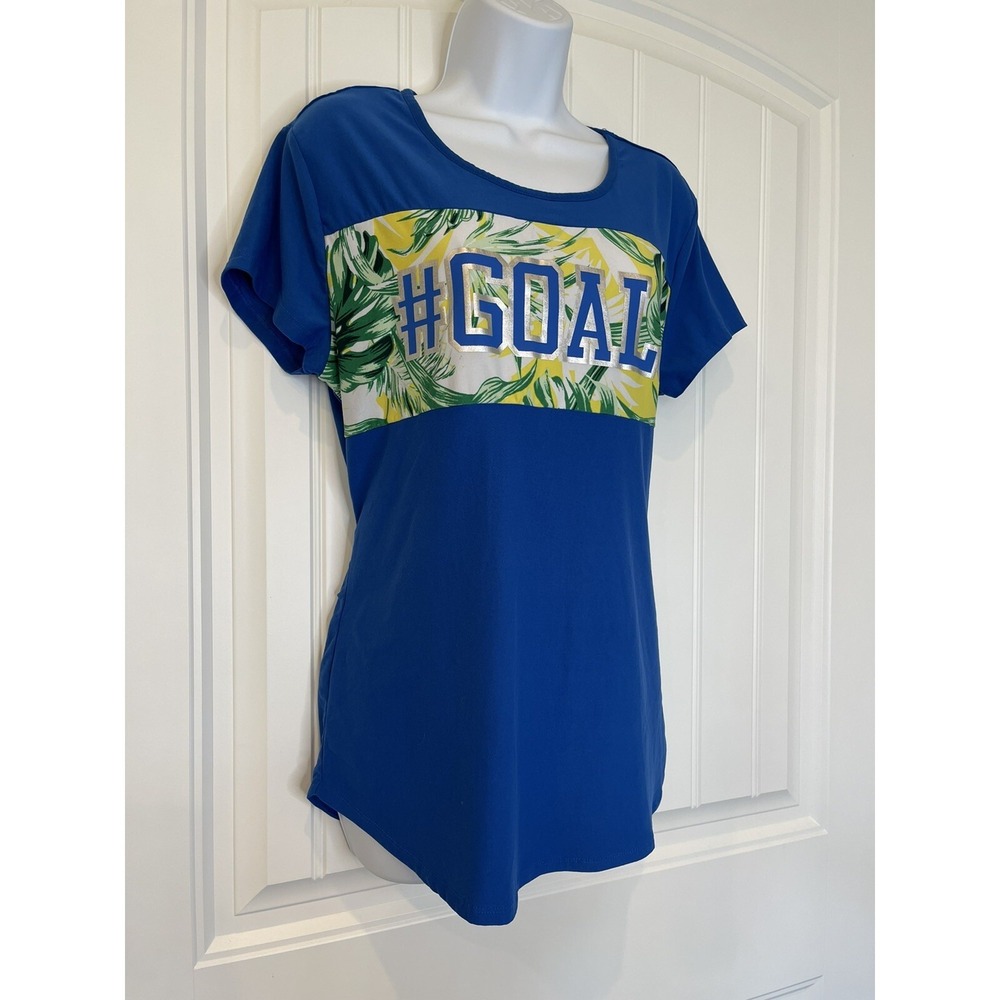 NO BOUNDARIES Womens Size XXL (19) Short Sleeve T-shirt Blue‎ (# Goals)